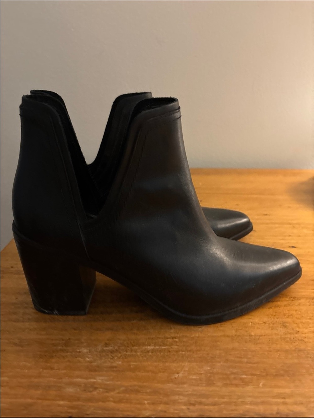 Steve Madden Black Leather Pointed Ankle Booties